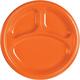 Orange Plastic Divided Dinner Plates 20ct
